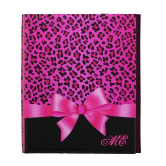 Girly Pink and Black Leopard Print Elegant Classy iPad Case