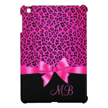 Girly Pink and Black Leopard Print Elegant Classy iPad Mini Cases