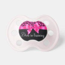 Girly Pink and Black Leopard Print Elegant Classy Pacifiers