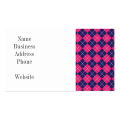 Girly Pink and Purple Argyle Diamond Pattern Business Card Template