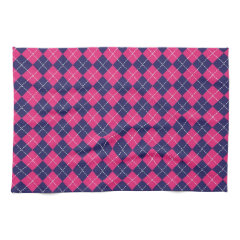 Girly Pink and Purple Argyle Diamond Pattern Towel