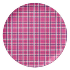 Girly Pink and Purple Plaid Pattern Gifts for Her Dinner Plate