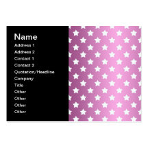 Girly Pink and White Stars Pattern Business Card Template
