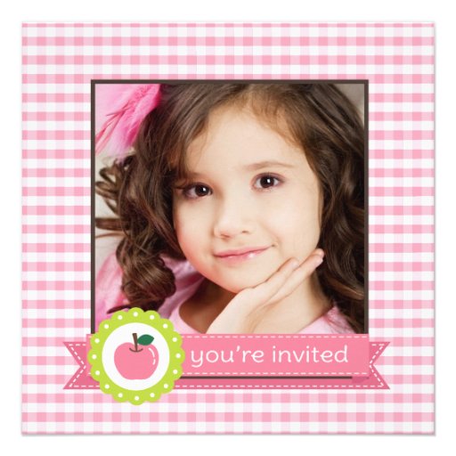 Girly Pink Apple Birthday Party Invites
