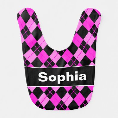 Girly Pink Argyle Pattern Bib