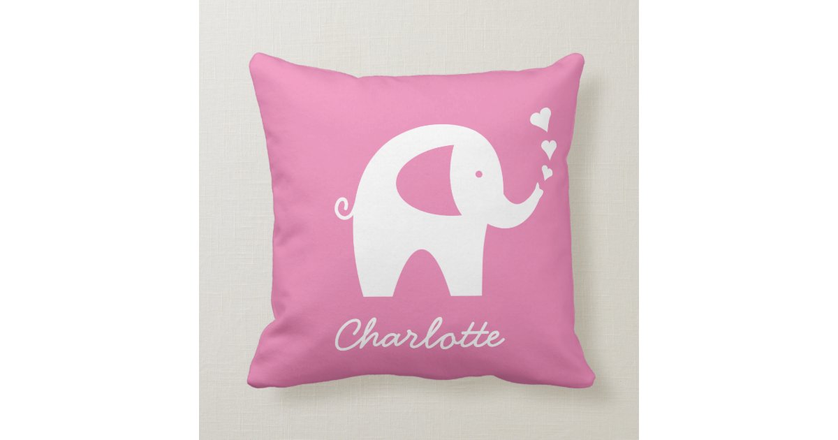 Girly pink baby elephant zipperless throw pillow Zazzle