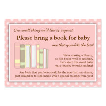 Girly Pink Baby Shower Book Insert Request Card Business Card