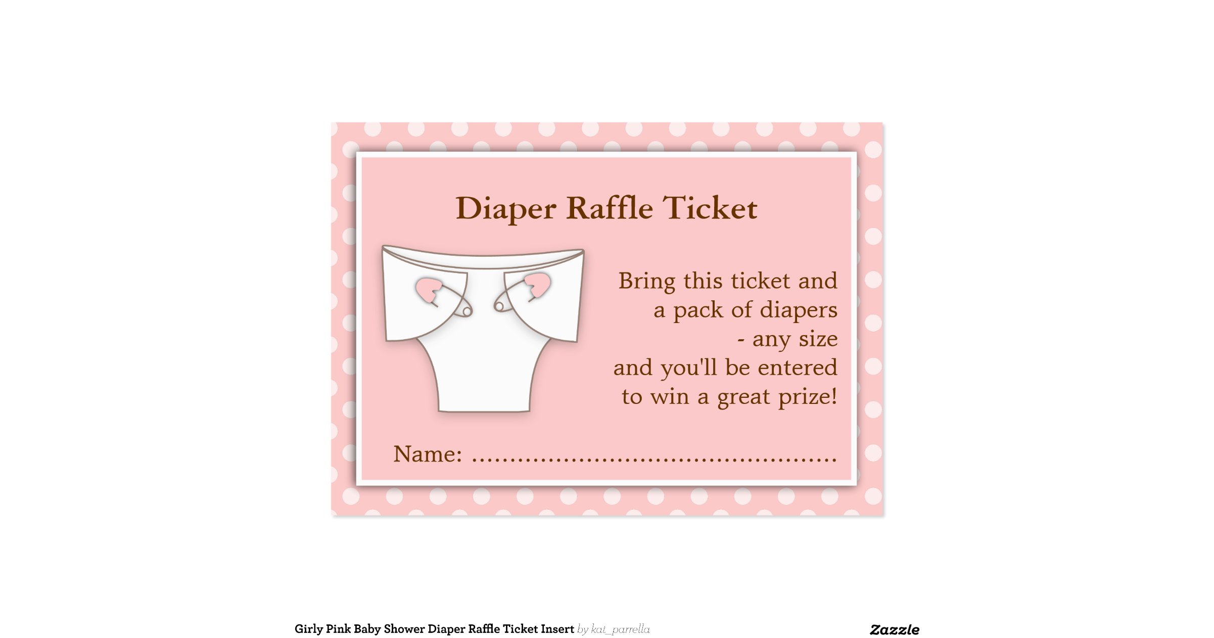 Girly Pink Baby Shower Diaper Raffle Ticket Insert Large