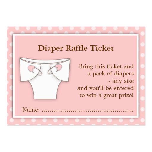 Girly Pink Baby Shower Diaper Raffle Ticket Insert Business Card Templates (front side)