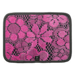 Girly pink & black Lace and Flowers photo print Planners