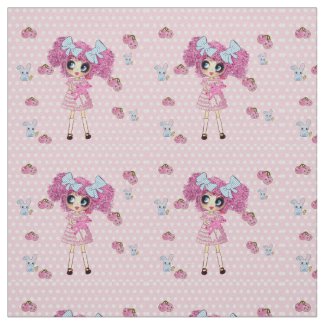 Girly Pink Blue Kawaii Girl PinkyP SweetLolita Fabric