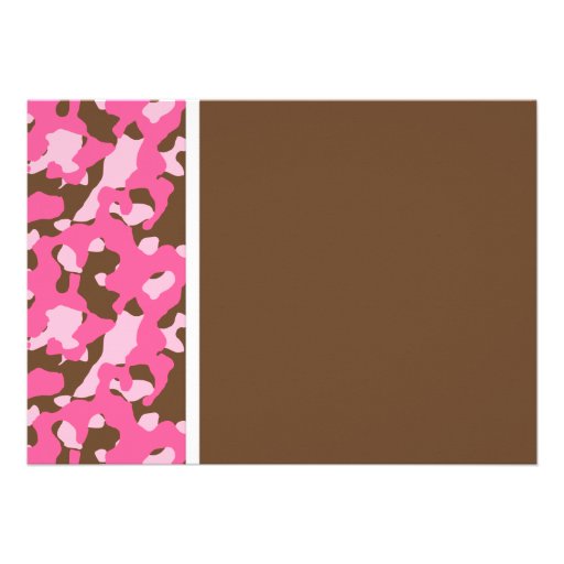 Girly Pink Brown Camo Ribbon Baby Shower Personalized Invites