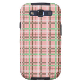 Girly Pink Brown Green Springtime Plaid Pattern Galaxy S3 Cases