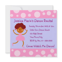 Girly Pink Bubbles Dance Recital Personalized Invite