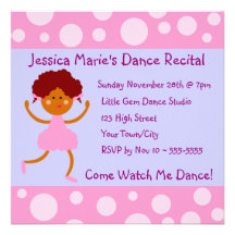 Girly Pink Bubbles Dance Recital Personalized Invite