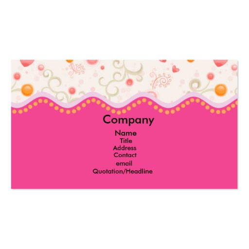 Girly Pink Business Cards (front side)