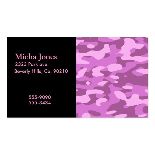 Girly Pink Camouflage Business Cards
