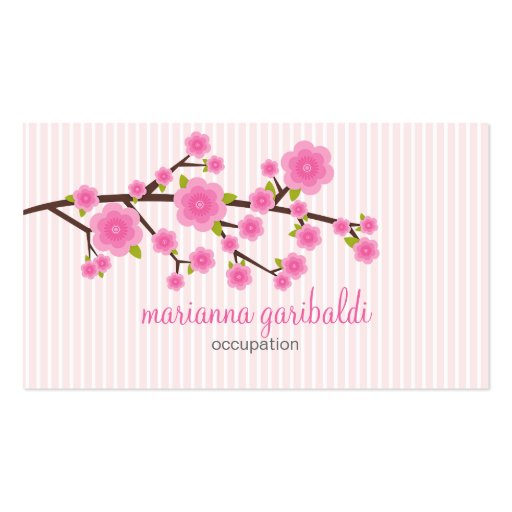 Girly Pink Cherry Blossom Personalized Business Card Templates (front side)