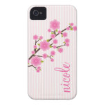 Girly Pink Cherry Blossom Personalized iPhone 4 Case