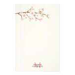 Girly Pink Cherry Blossom Personalized Custom Stationery