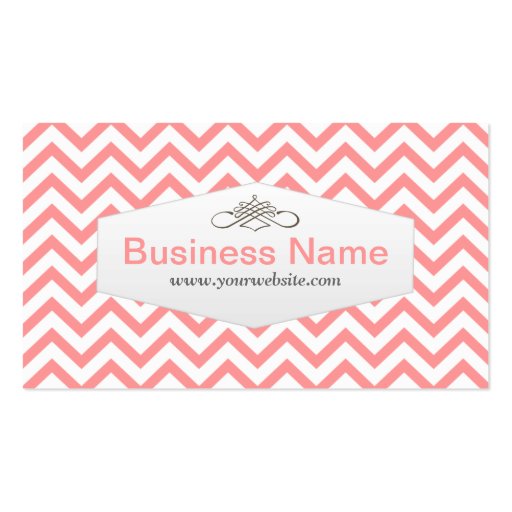 Girly Pink Chevron Baby Sitter Business Card (front side)