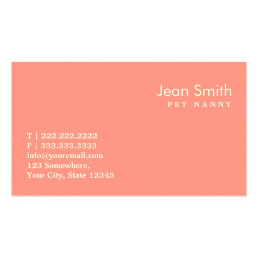Girly Pink Chevron Pet Nanny Business Card (back side)