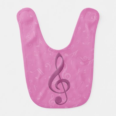 Girly Pink Clef and Musical Notes Baby Bib