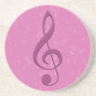 Girly Pink Clef and Musical Notes Beverage Coasters