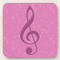 Girly Pink Clef and Musical Notes Drink Coasters
