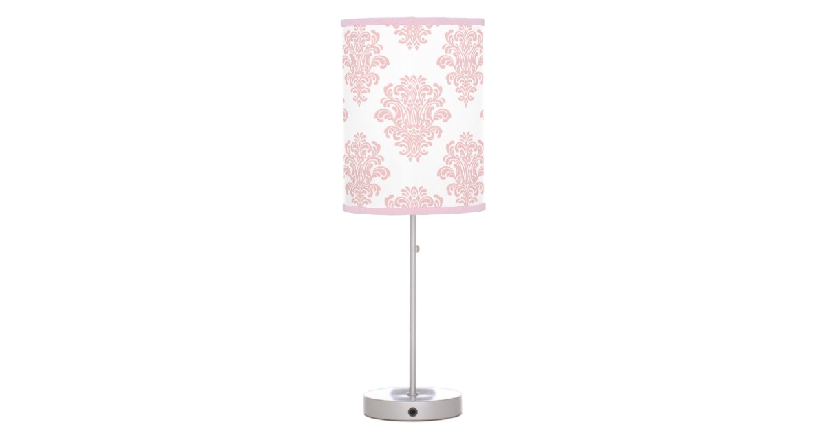 Girly Pink Damask Monogram Table Lamp Zazzle