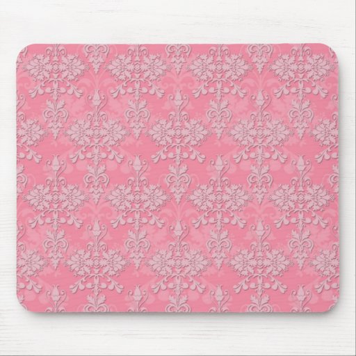 Girly Pink Double Damask Pattern Mouse Pad Zazzle