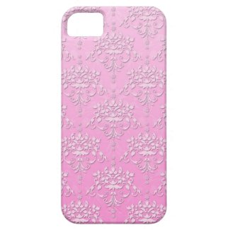 Girly Pink Floral Damask iPhone 5 Case