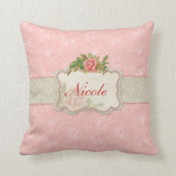 Girly Pink Floral Personalized Pillow