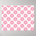 Girly Pink Flower Pattern Posters
