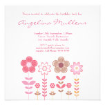 Girly Pink Flowers Custom Birthday Invitation invitations