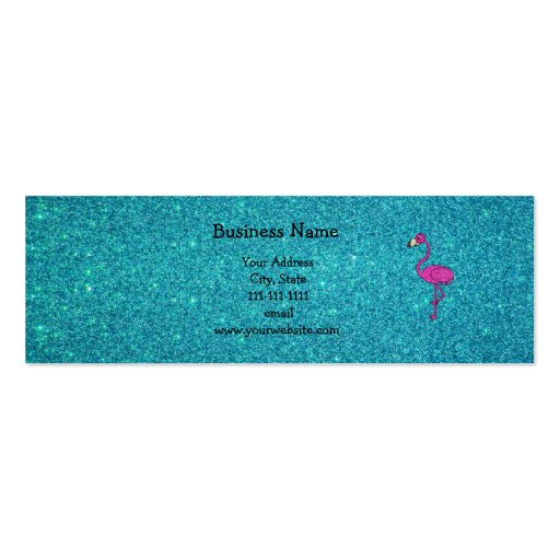 Girly Pink glitter flamingo turquoise glitter Business Card (front side)
