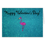 Girly Pink glitter flamingo turquoise glitter Cards