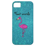 Girly Pink glitter flamingo turquoise glitter iPhone 5 Case