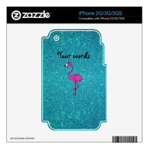 Girly Pink glitter flamingo turquoise glitter iPhone 3GS Decals