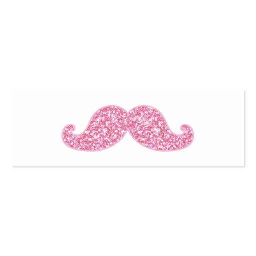 GIRLY PINK GLITTER MUSTACHE PRINTED BUSINESS CARDS (front side)