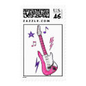 Girly Pink Guitar Rocker Girl postage by Musicat Girly Pink Guitar Rocker Girl postage