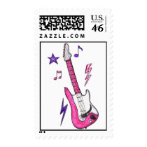 Girly Pink Guitar Rocker Girl postage