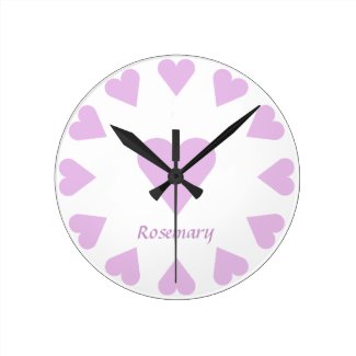 Girls Pink Hearts Wall Clock