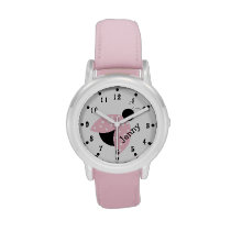 Girly Pink Ladybug Girl's Custom Watch at Zazzle