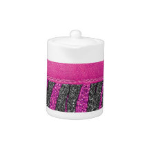 Girly Pink Leather Zebra Pattern Glitter Print