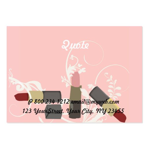 Girly Pink  Lipstick Business Card (back side)