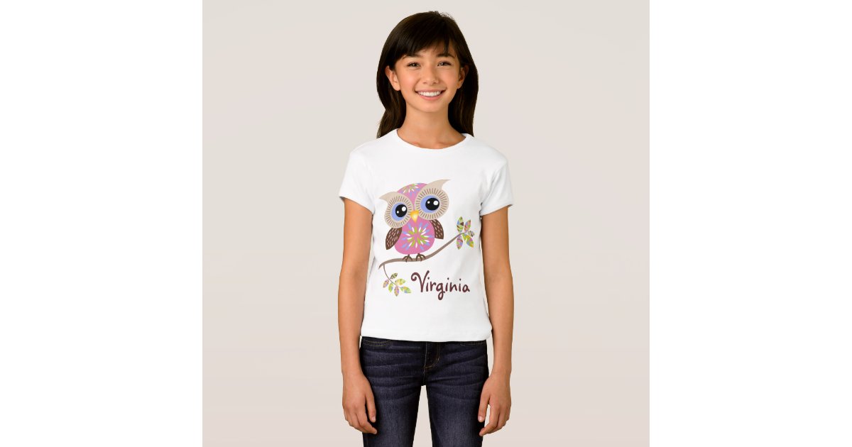 Girly Pink Owl Baby Doll T Shirts Zazzle