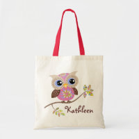 Girly Pink Owl Budget Tote Budget Tote Bag