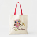 Girly Pink Owl Budget Tote Tote Bag