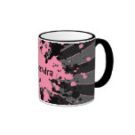 Girly pink paint splatters put your name on it coffee mug